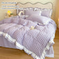 3pcs Duvet Cover Bedding Set Korean Lace Seersucker Pillowcase Without Core