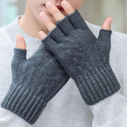 Knitted Gloves Fingerless Winter Warm Plush Mittens for Men Women 2026