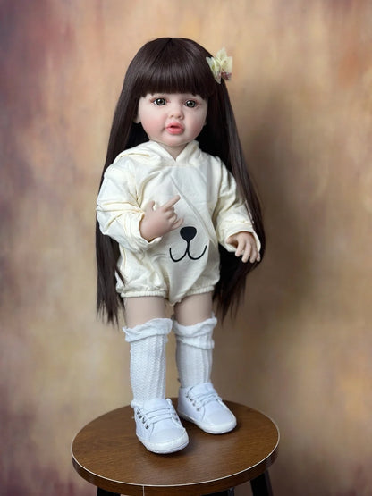 BZDOLL 55CM 22Inch Can Stand Reborn Baby Lifelike Girl Doll Full Soft Silicone Body Princess Toddler Bebe Birthday Gift-EXPROTAS