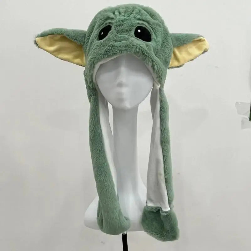 Anime Baby Yoda Plush Hat with Moving Ears Kawaii Bunny Cosplay