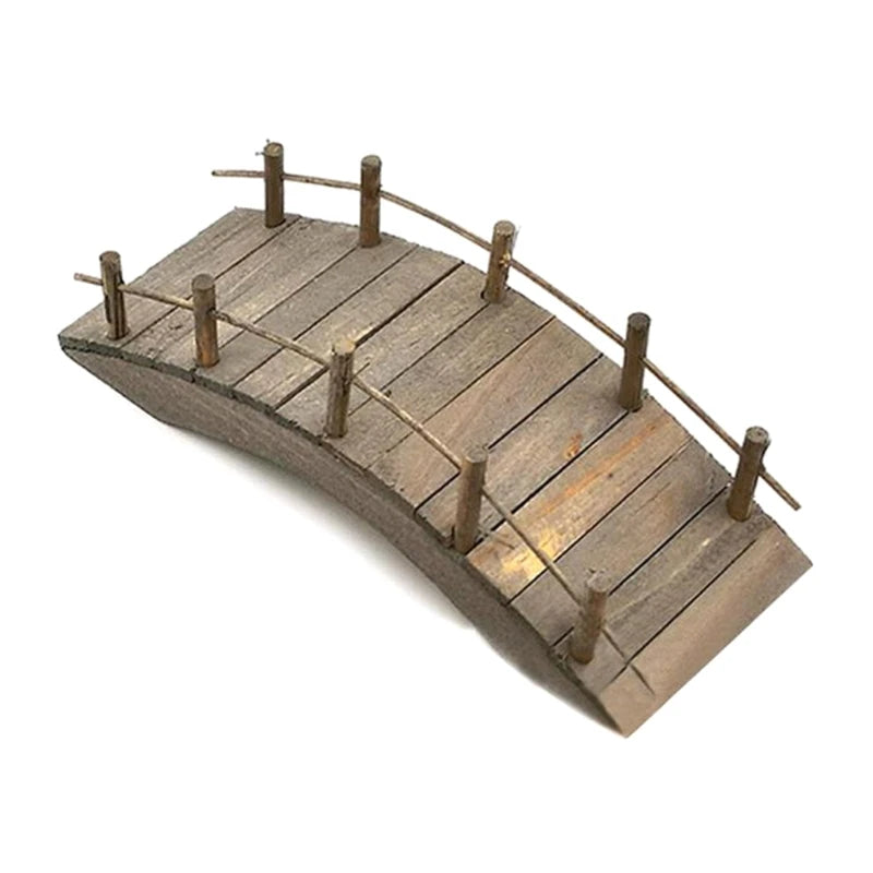 1:12 Miniatures Fairy Garden Wooden Arch Bridge with Railings
