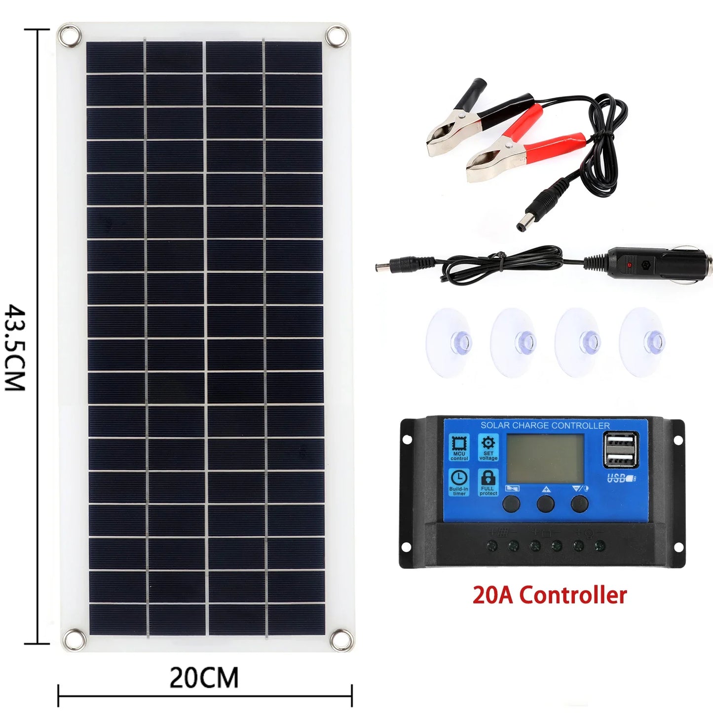30W Battery Boat Charger Solar Panel 12V Dual USB Controller for RV