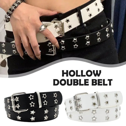 Leather Belt Y2K Punk Rivet Studded Waist Strap for Women Jeans Gothic