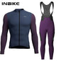 INBIKE Mens Winter Cycling Jersey Bib Tights Set Fleece Road Bike Pockets