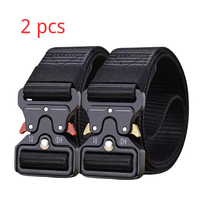 Men's Buckle Tactical Belt Red Ears Plastic Multifunctional Military Canvas