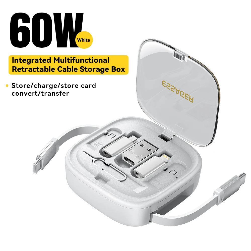 Micro Lightning Cable Fast USB 60W Charger for Travel Storage Box