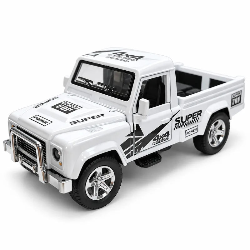 1:36 Defender Style Alloy Pickup Truck Model Pull Back Toy with Doors