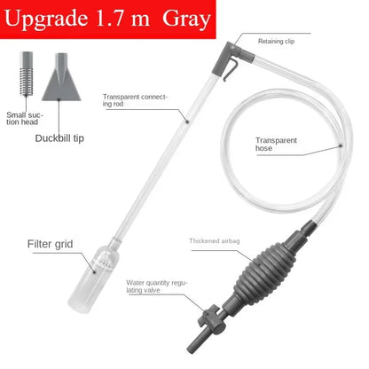 Fish Tank Siphon Vacuum Cleaner 1.7m Gravel Water Changer Aquarium Tool