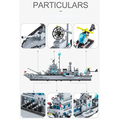 1560pcs Navy Warship Building Blocks 6-in-1 Military Ship Model Toy Set