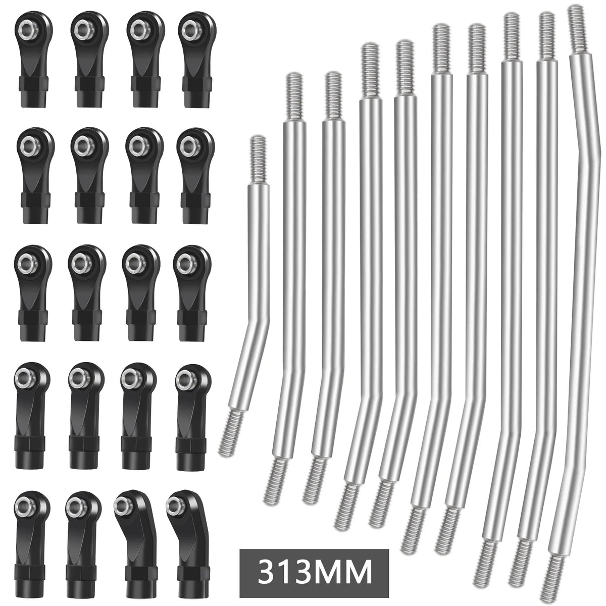 1/10 RC Crawler Steering Linkage Rod 313mm Metal for SCX10 II 90046 Car