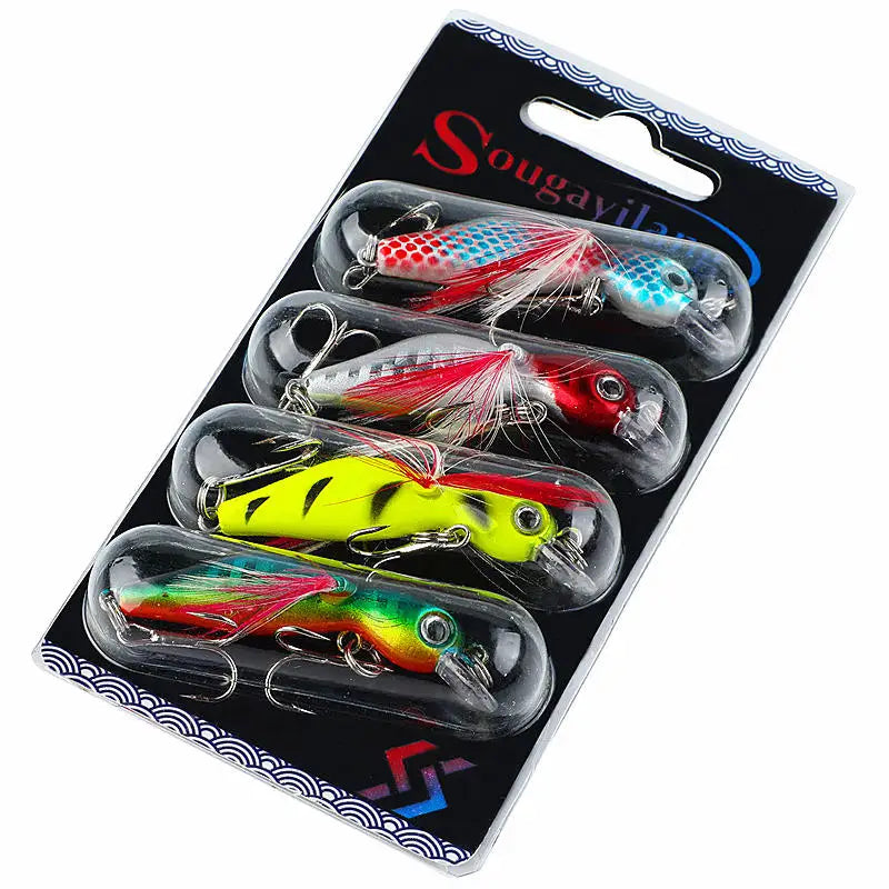 4PCS Hook Fishing Lures Wobbler Set for Bass Sea Carp Bait Tackles