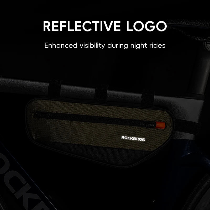 ROCKBROS Bicycle Frame Tube Bag 1.7L Reflective Large Capacity MTB Road Bike Storage