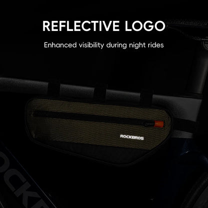 ROCKBROS Bicycle Frame Tube Bag 1.7L Reflective Large Capacity MTB Road Bike Storage