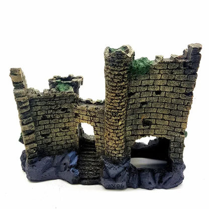 Fish Tank Castle Ornament Ancient Resin Decoration for Aquarium Landscaping