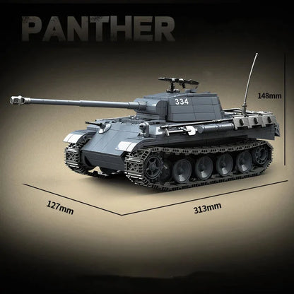 WW2 German Panther G Late Tank Building Blocks Military Brick Model Toy Set