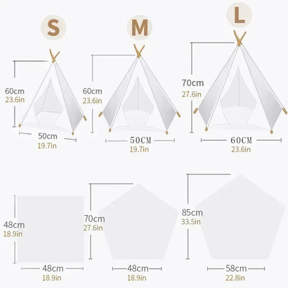 Pet Teepee Tent | Portable Indoor Dog Cat Bed with Cushion and Blackboard