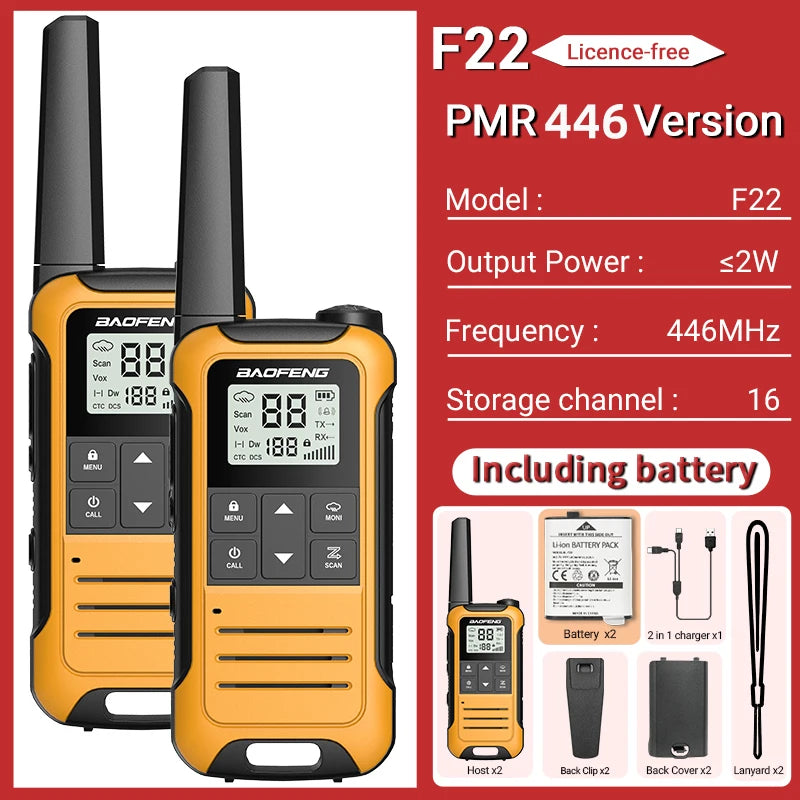 2pcs Two Way Radio Walkie Talkie Long Range Portable Rechargeable for Camping