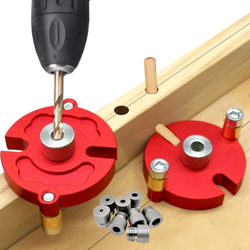 Woodworking Self-Centering Dowel Jig Kit w/ 3-10mm Steel Bushings, Aluminum Vertical Hole Drill Guide