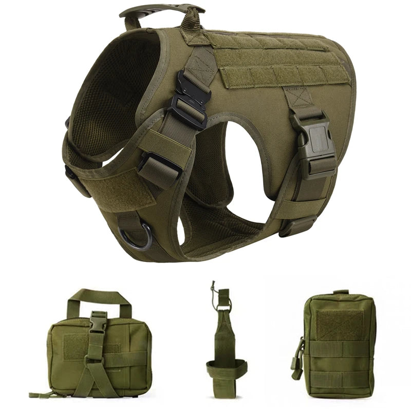 Tactical Military Vest Dog Harness & Leash Set for German Shepherds All Breeds