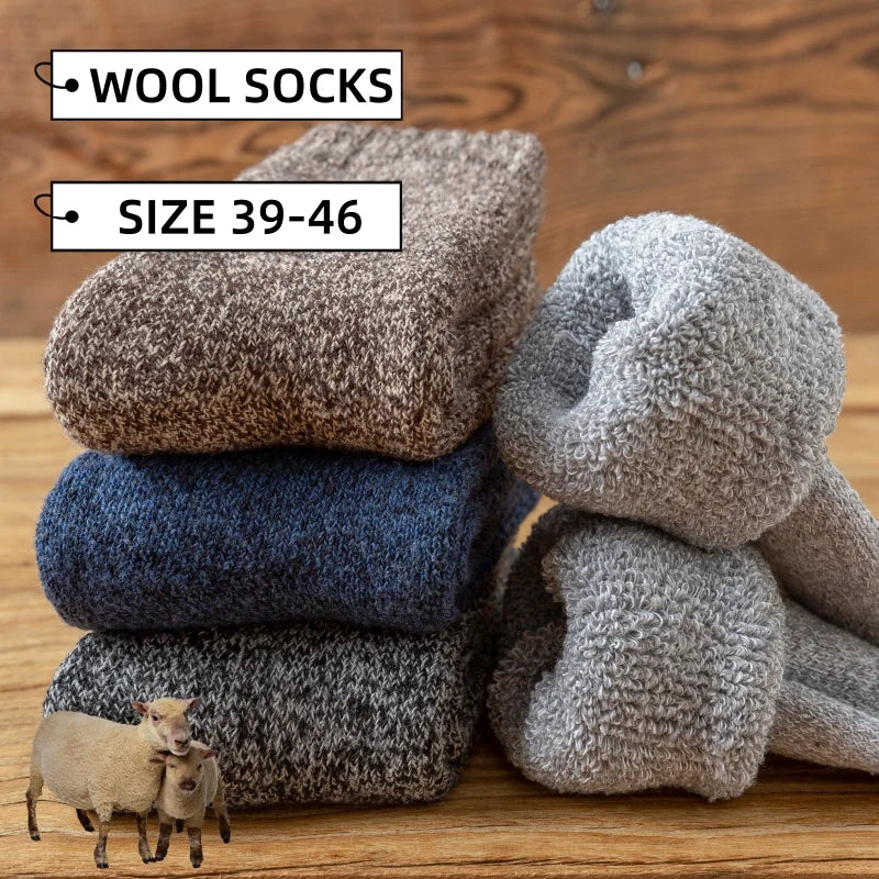3 Pairs Merino Wool Socks Mens Thick Thermal Hiking Work Boot Winter