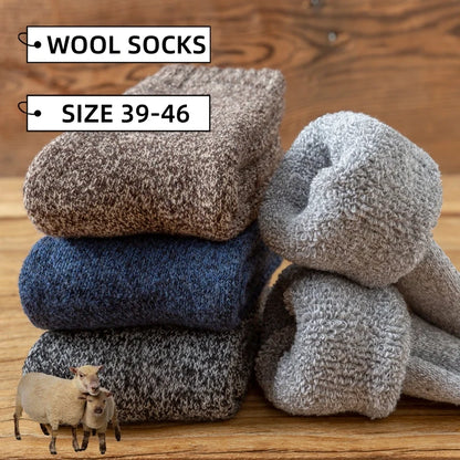 3 Pairs Merino Wool Socks Mens Thick Thermal Hiking Work Boot Winter