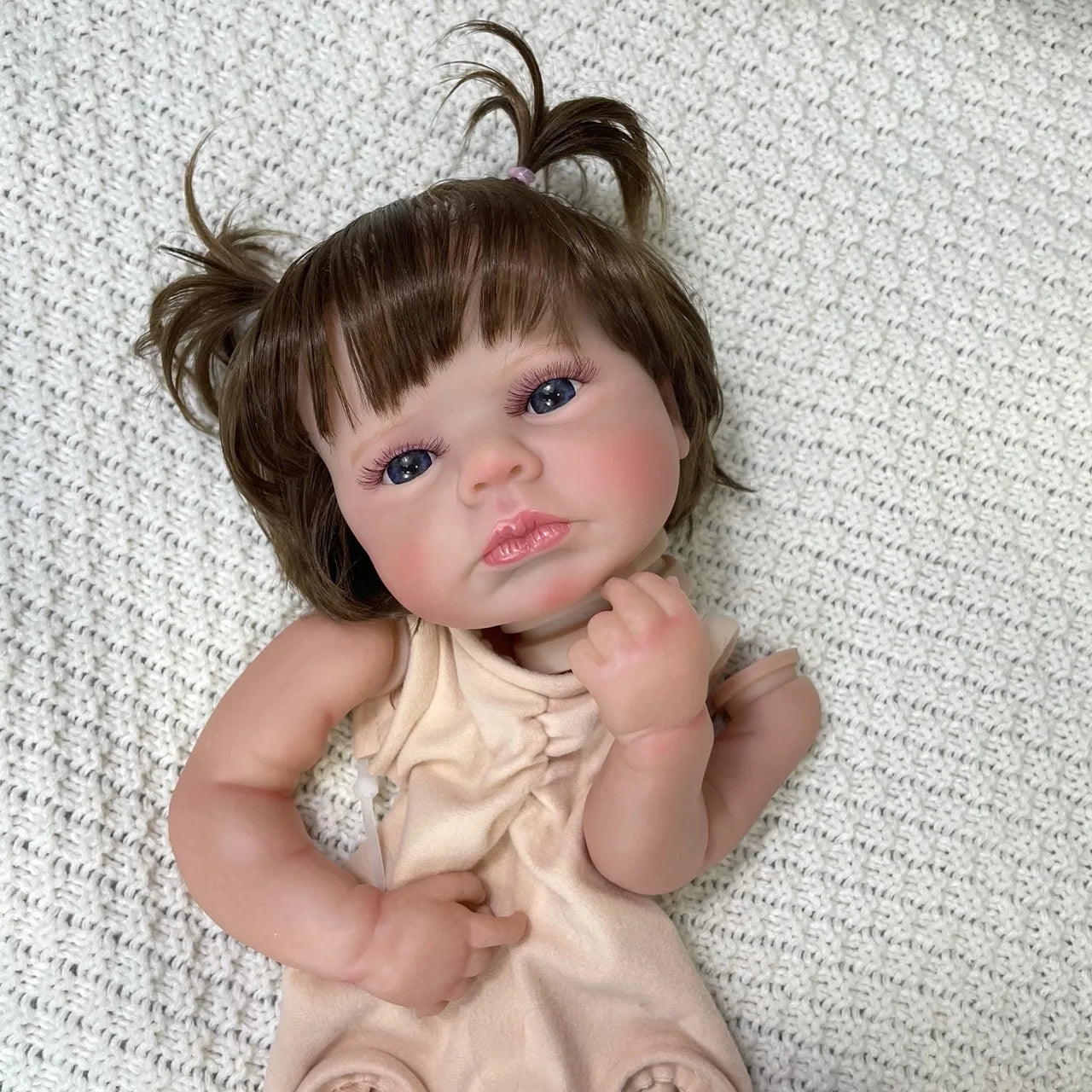 20" Reborn Doll Kit LouLou Awake 3D Painted Skin Blue Eyes Rooted Hair Parts