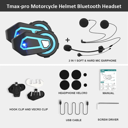 Freedconn T Max Pro Motorcycle Helmet Bluetooth Intercom 1200m 6 Riders FM