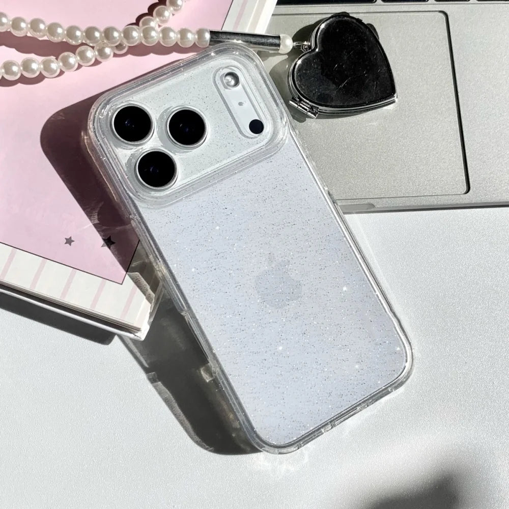 Ultra Thin Glitter Clear Case for iPhone 13-17 Air Pro Max Plus TPU Cover