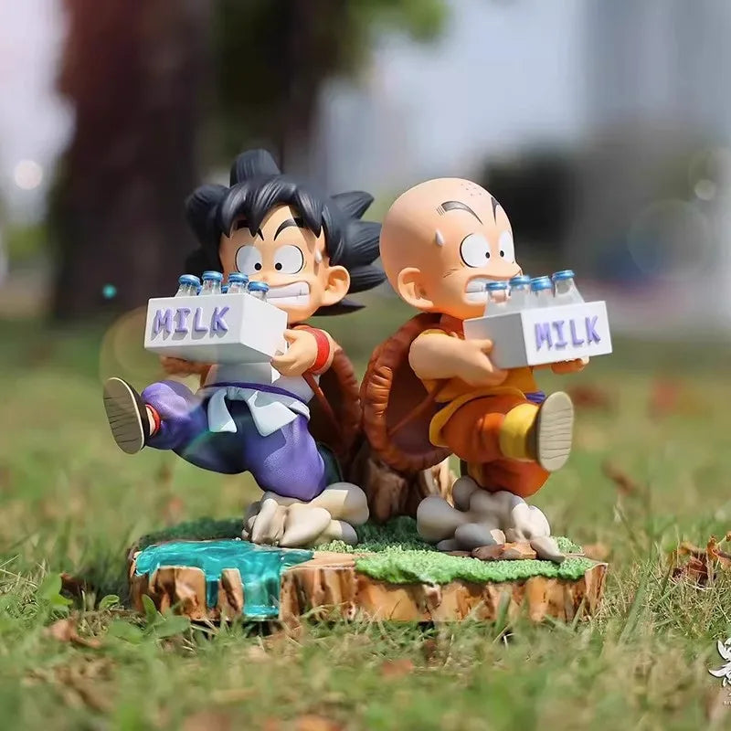 15CM Dragon Ball Anime Figure Son Goku and Krillin Milk Delivery Model Action Figures Periphery Doll PVC Model Gifts Toys-EXPROTAS
