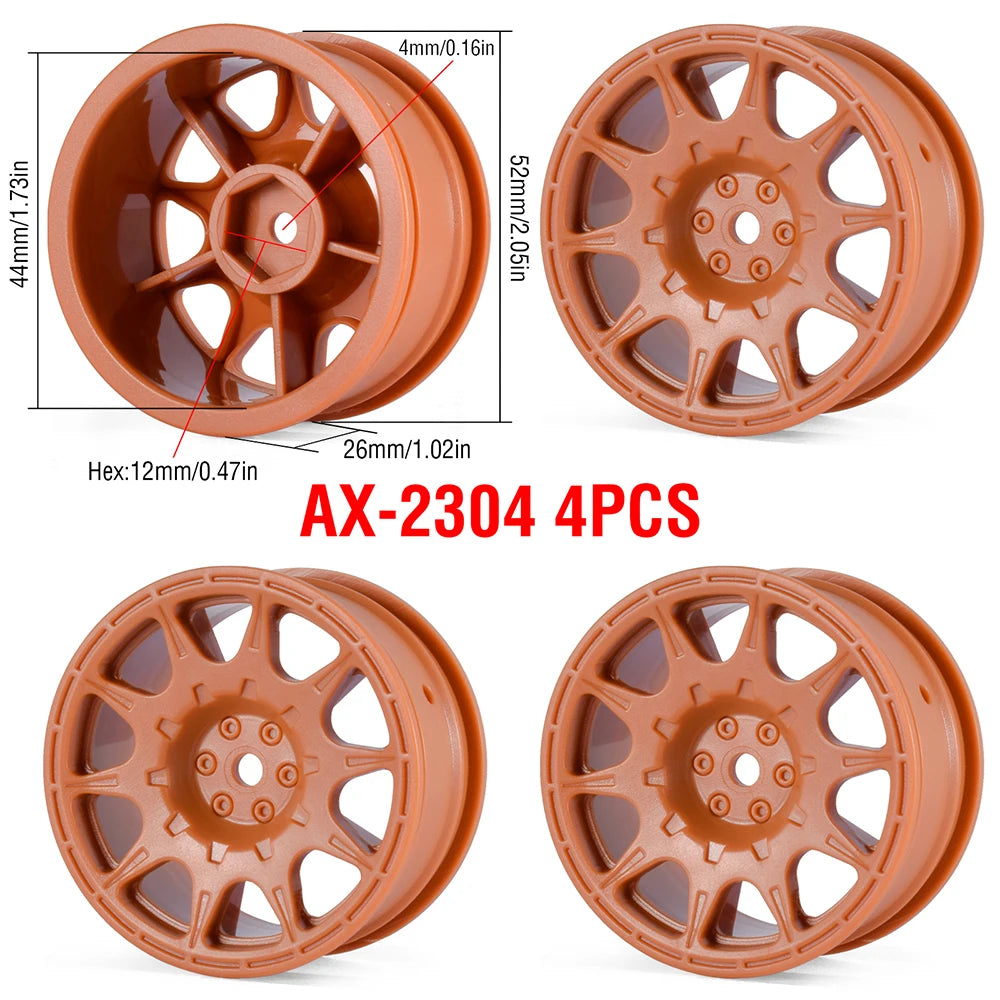 1/10 RC Wheels & Tires Set 12mm Hex On-Road Drift/Rally for Tamiya TT-02 Compatible Chassis
