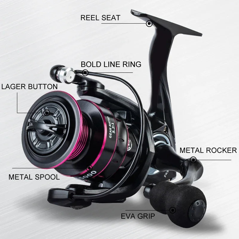 Spinning Reels 8KG-12KG Max Drag Carrete de pesca 5.2:1 Metal Handle Fishing Reel Coils Saltwater Reel for Fishing Accessories