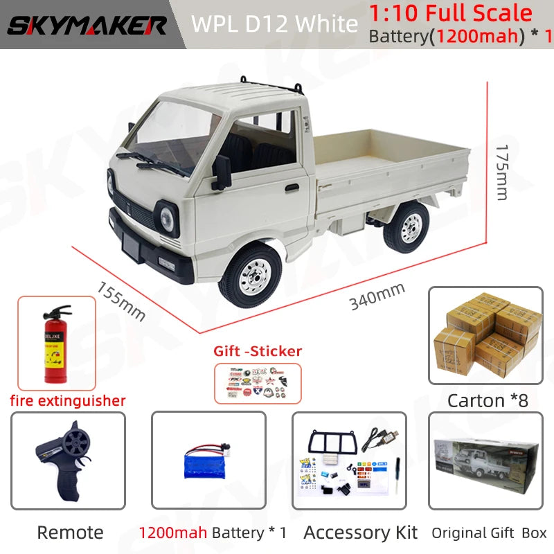 WPL D12 1:10 RC Car Simulation Drift Climbing Truck LED Light On-road RC Cars Trucks For Kids Gifts Toys-EXPROTAS