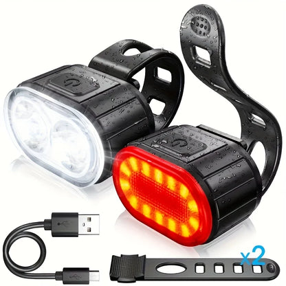 Rechargeable Bike Light Front Rear USB LED Torch Bicycle Lamp Waterproof