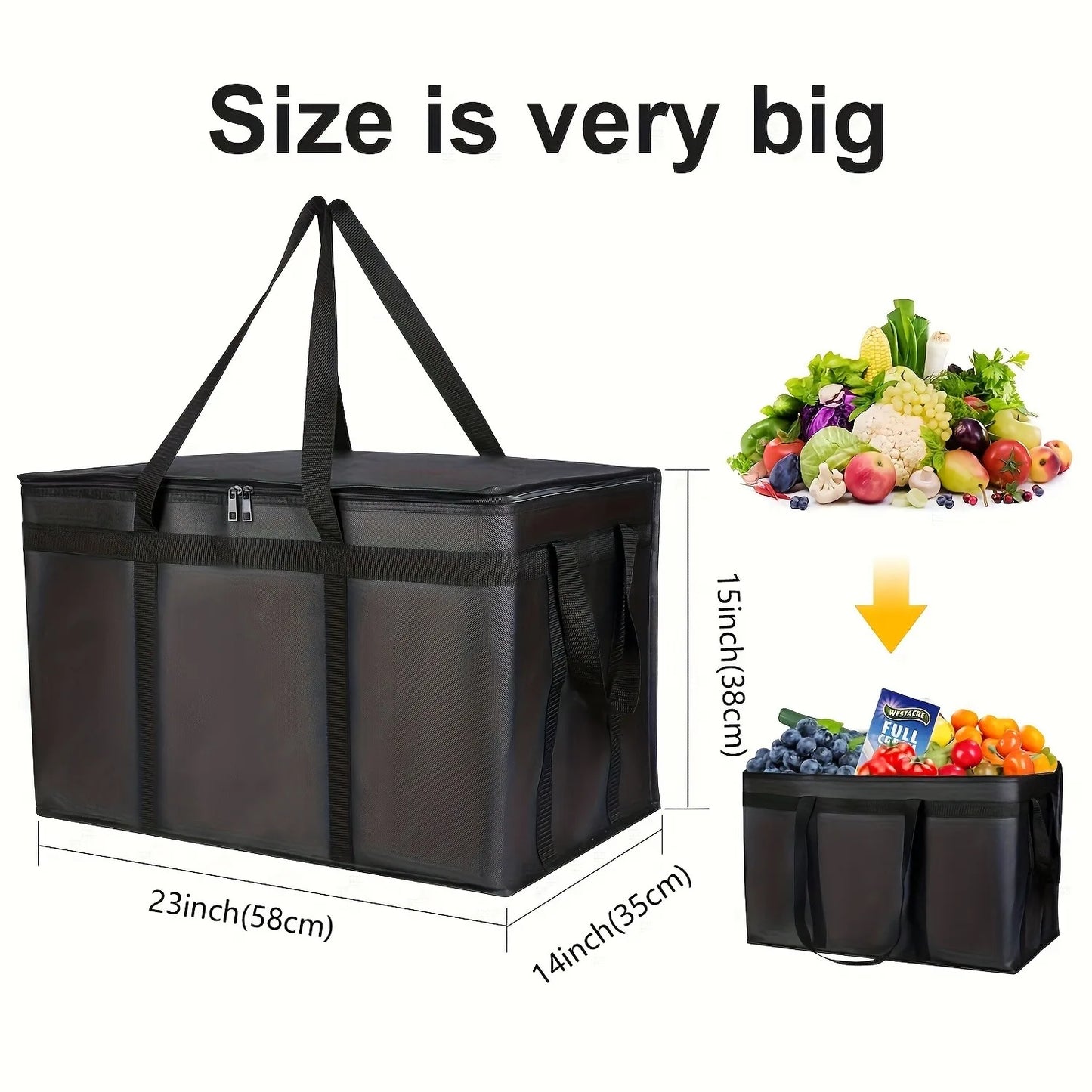 Pizza Delivery Bag Insulated Waterproof Large Capacity Portable Easy Clean