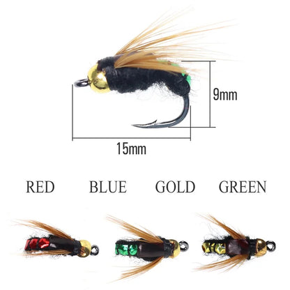 Fly Fishing Flies 4pcs Nymph Lures Baits for Trout Bass Artificial Insect