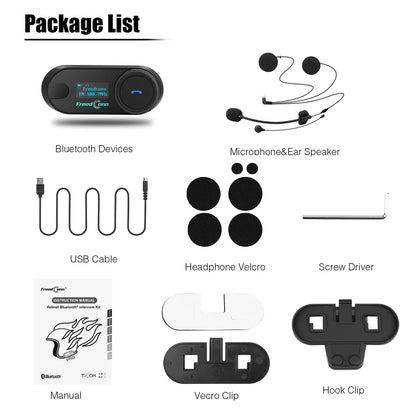 FreedConn Bluetooth Motorcycle Intercom Helmet Headset Wireless Motorbike Head Interphone LCD Screen FM Earphone
