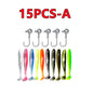 15PC Soft Fishing Lures with Jig Head Hook for Freshwater & Saltwater Bait