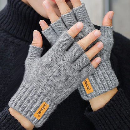 Knitted Gloves Fingerless Winter Warm Thermal Mittens for Men Women Unisex