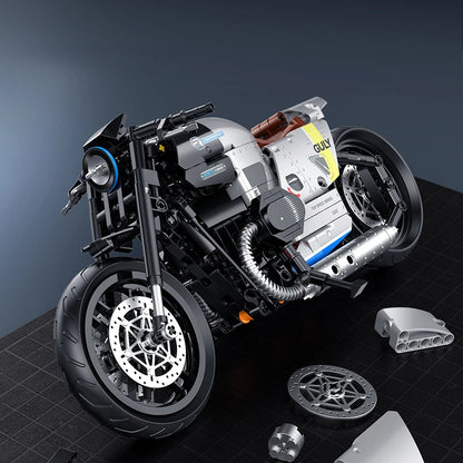 1:8 Classic Motorcycle Building Blocks MOC Technical Motorbike Model Bricks Gift