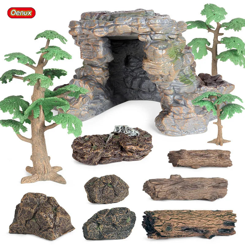 Landscape Model Trees Stumps Rocks Diorama Home Decoration 3PCS