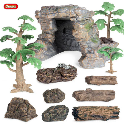 Landscape Model Trees Stumps Rocks Diorama Home Decoration 3PCS