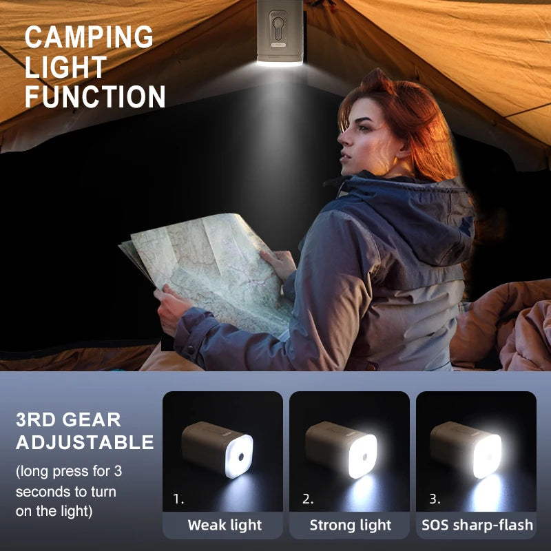 Mini Electric Air Pump Rechargeable Inflator for Camping Equipment with Light
