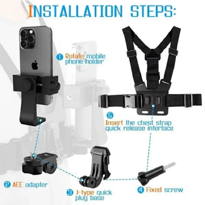 1PC Adjustable Phone Clip Holder Chest Strap Bracket for Sport Camera