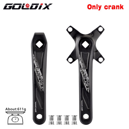 GOLDIX Square Hole MTB Crankset, Aluminum Alloy, 170/175mm, 104BCD 32-42T Narrow Wide