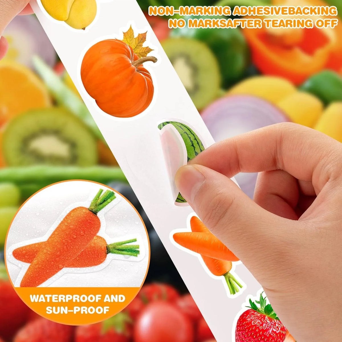 500Pcs Colorful Fruits Vegetables Stickers for Party Baking Scrapbooking