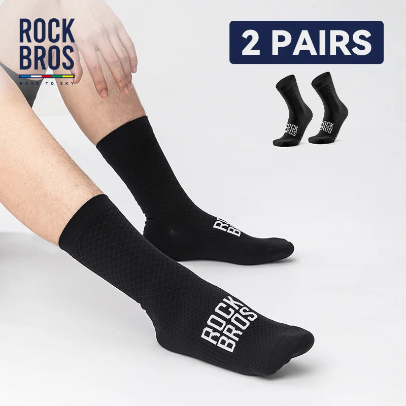 ROCKBROS Cycling Socks 2 Pairs Breathable High-Elastic Shock-Absorbing Sport Bike Socks
