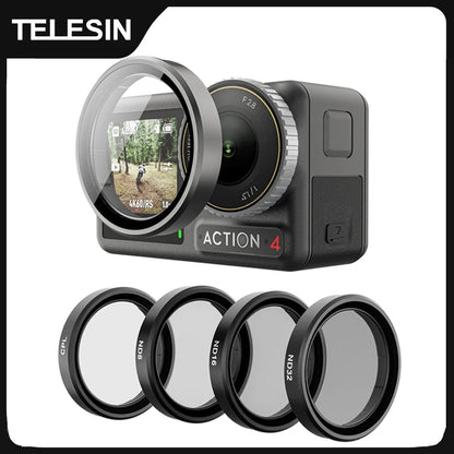 TELESIN CPL ND8 ND16 ND32 Lens Set Aluminium Alloy Frame for DJI OSMO Action 3 4 5pro ND CPL Filter Action Camera Accessories-EXPROTAS