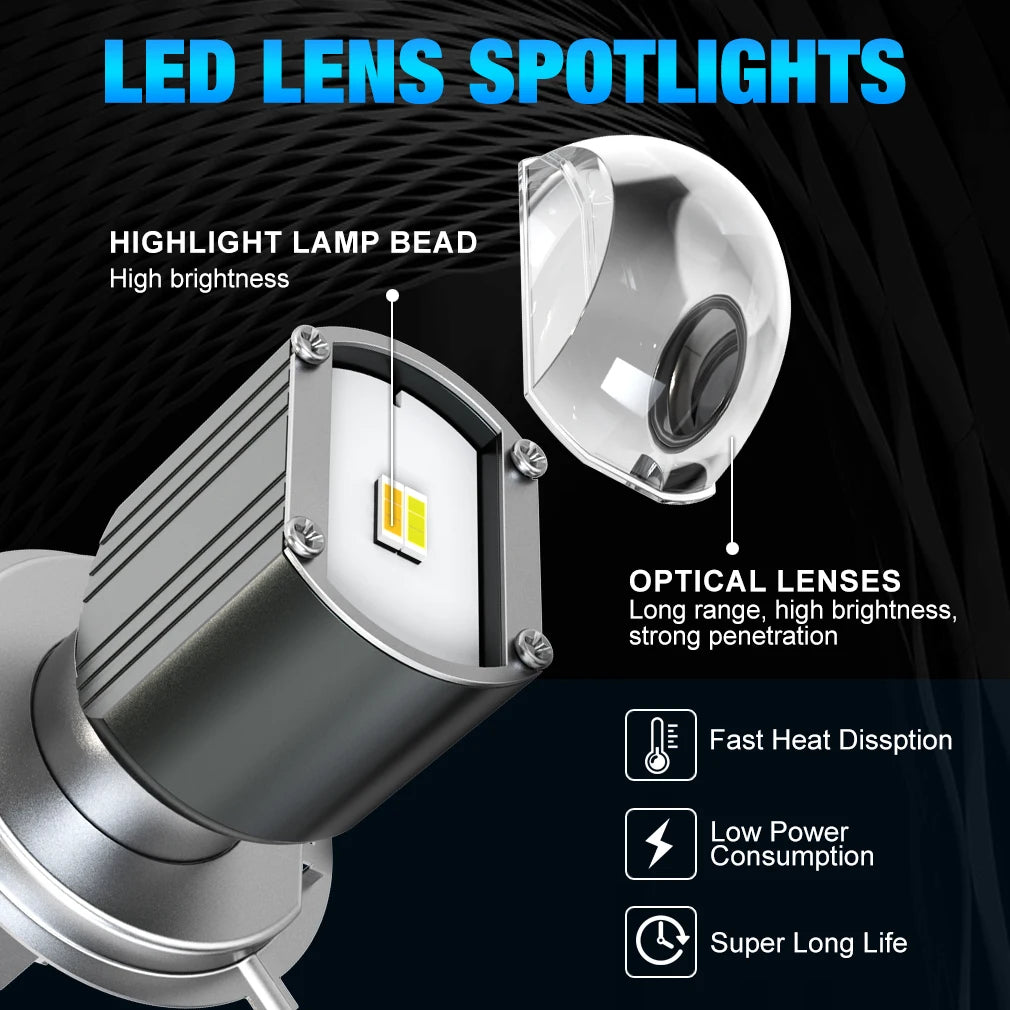 Fog Light H4 LED Headlight Bulb 60000LM Hi/Lo Beam Motorcycle 12V