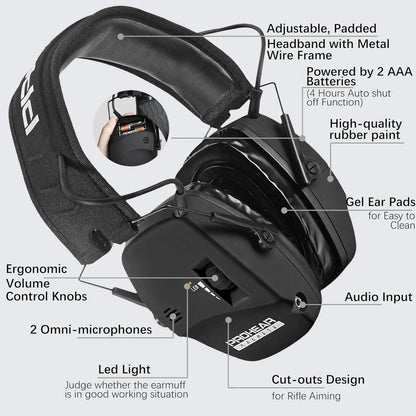 ZOHAN-Tactical Hearing Protectors, Electronic Headphones, Hunting Sound Amplification Earmuffs, Anti Noise Ear Helmets for Shoot-EXPROTAS