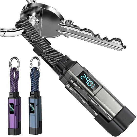 4-in-1 Keychain Charging Cable 65W USB Digital Display for Smartphones